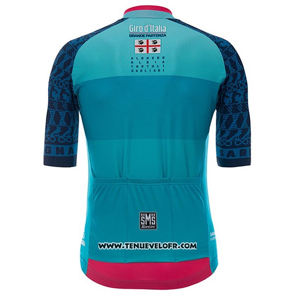 2017 Maillot Ciclismo Giro D'italie Sardegna Bleu Clair Manches Courtes et Cuissard